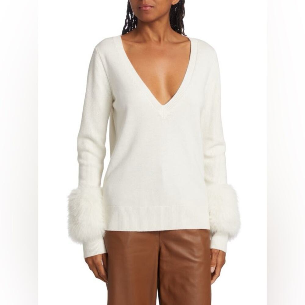 Ramy Brook Brody Faux Fur Trim Sweater